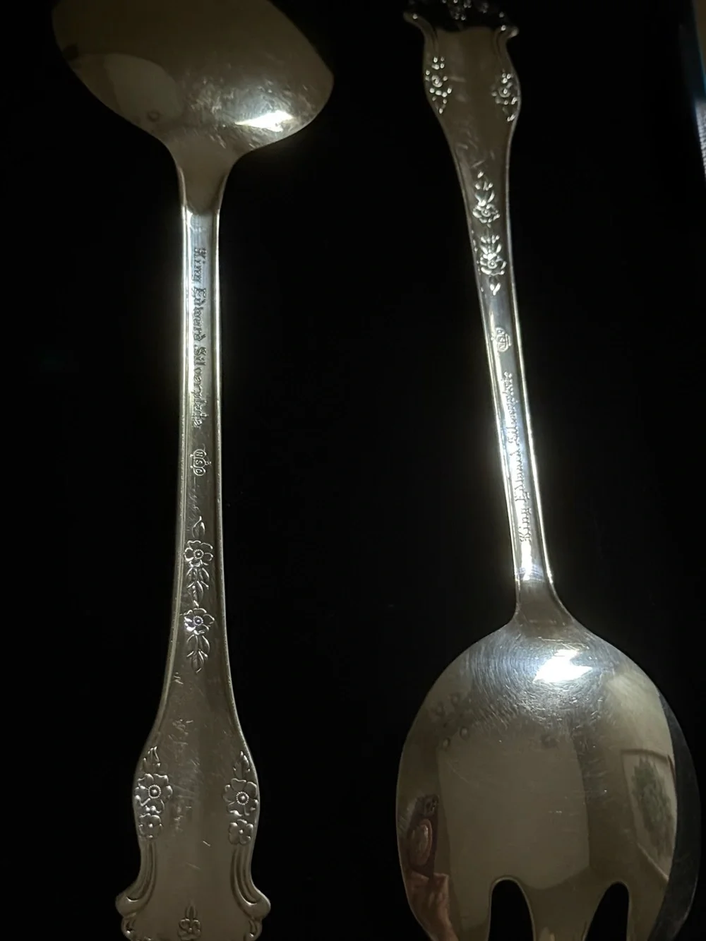 1951 silver-plate 2pc Holiday pattern Salad/Buffet set from National Silver Co